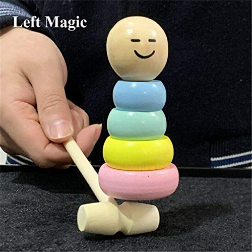Halloween Wooden Man Magic Toy,Rainbow Stacking Rings,Puppet Man Who Can't Beat Tumbler,Funny Magic Toy Gift for children Adult,Child Marionette Interactive Toys for Christmas Party (B)