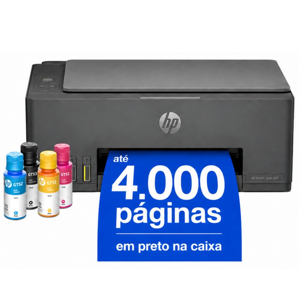 Impressora Multifuncional HP Smart Tank 589 Tanque de Tinta Colorida Wi-Fi, USB - Alta Economia -Copiadora e Scanner (5D1A8A)