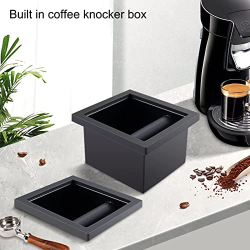 Sorandy Coffee Knock Box, Black Espresso Knock Box Chute, Coffee Ground Container with Removable Knock Bar, Bottomless Stainless Steel Espresso Machine Accessories for Easy Waste Disposal