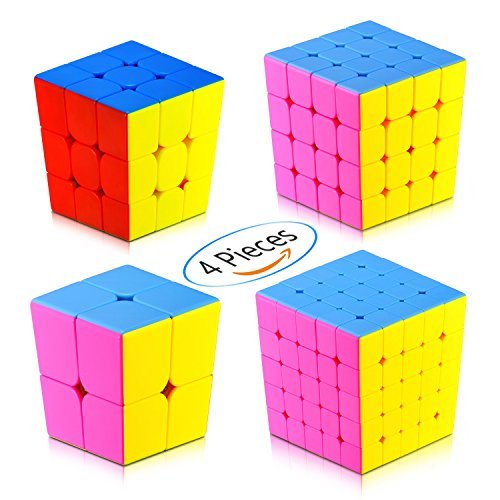Speed Cube Puzzle Pack | 2x2 3x3 4x4 5x5 Stickerless Cube Set | 4 Pieces Magic Cubes Collection | Puzzle Toys Brain Teaser Gifts