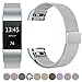 GEAK for Fitbit Charge 2 Bands, Milanese Stainless Steel Replacement Strap Bands with Magnetic Closure for Fitbit Charge 2 Large Silver