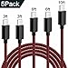 USB Type C Cable,WUXIAN 5Pack (3/3/6/6/10 ft) Nylon Braided with USB Long Cable for Samsung Galaxy S9,Note 8,S8 Plus,LG V30 V20 G6 G5,Google Pixel,Nexus 6P 5X (Red1)