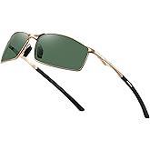 BRUZNASE Men's Polarized Rectangular Sunglasses Ultra Lightweight Metal Frame Fishing Driving Glasses Classic Shades for Men