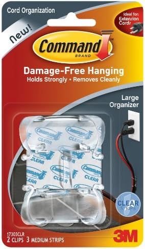 Command Strips 17303clr Large Clear Cord Clips 2 Count With Command Adhesive Strips