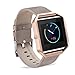 GinCoband Fitbit Blaze bands,Genuine Leather bands with Frame for Fitbit Blaze Smart Fitness Watch,NO Tracker (Gray band with Rose Gold Frame, Small)