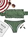 SweatyRocks Women's Sexy Bikini Set Solid Color Off Shoulder Bandeau Two Piece Swimsuit Green M