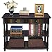 VASAGLE Console Table with Colorful Drawers, 3-Tier Entryway Table with Shelves, for Living Room, Dining Room, Hallway, Assembly Without Tools, Turned Wood Legs, Country Brown