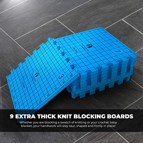 Red Suricata Blocking Mats for Knitting - Extra Thick Blocking Boards - Perfectly Aligned Grid - Bonus Storage Bag - 50 T-pins - Knitting Accessories, Crochet Supplies (Inches Grid) - Thumbnail 2