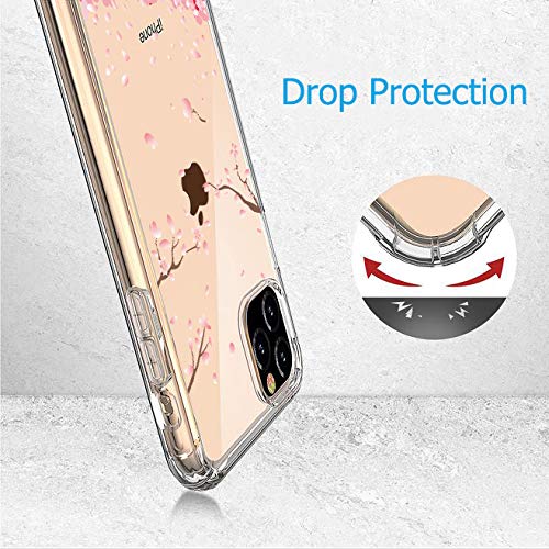 Halnziye Compatible with iPhone 11 Cases - Flexible Slim Clear Silicone Cover Cases for iPhone 11 6.1 Inch 2019 (Cherry Blossoms)