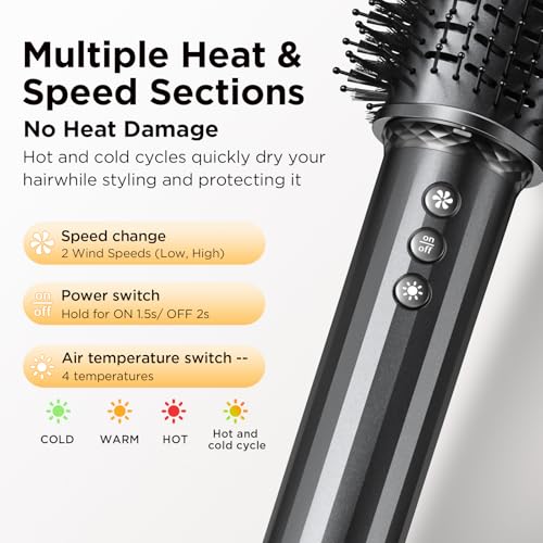 Uwithm Airstyler 5 in 1, Hairstyler 110000 rpm Professional Ionic Blow Dryer with 2 Size Curling Iron Auto-Wrap, Volume Brush, Hair Straightener Brush, Hair Styler for Quick Drying, No Heat Damage