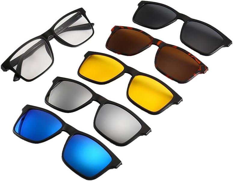 Tukistore 5 Pairs Polarized Clip-On Flip Up Metal Clip Sun Glasses TR90 Frame UV400 Driving