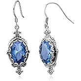 coadipress Vintage Crystal Teardrop Earrings for Women Fashion Bohemian Retro Colorful Natural Gemstone Drop Dangle Earrings Sparkly Jewelry Gift