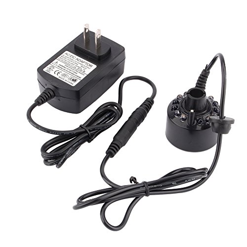 12 Color LED Ultrasonic Mist Maker Fogger Water Fountain Pond+Power Adapter