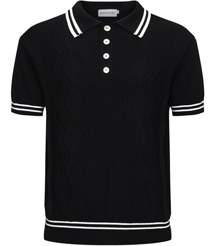 Amazon.com: OXKNIT Men's Zipper Retro Polo Shirt Textured Casual