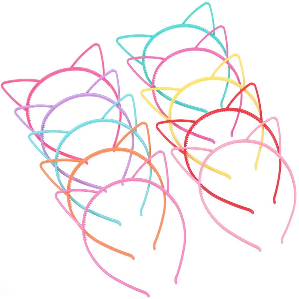 Cat Ear Headband, Hair Band with Cat Ears, 10 Colours, Plastic, Cat Ears, Hair Band, Cat Bow Hairbands, Constitutional Party Headwear for Women and Girls