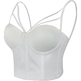 ELLACCI Women's Sexy Cut Cross Strappy Gothic Bustier Tops Caged Cropped Top Black