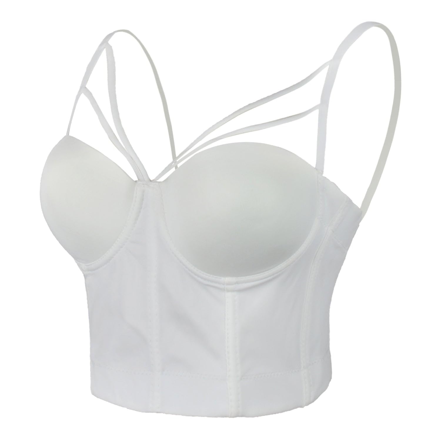 Photo 1 of ELLACCI Women's Sexy Cut Cross Strappy Gothic Bustier Tops Caged Cropped Top White X-Small