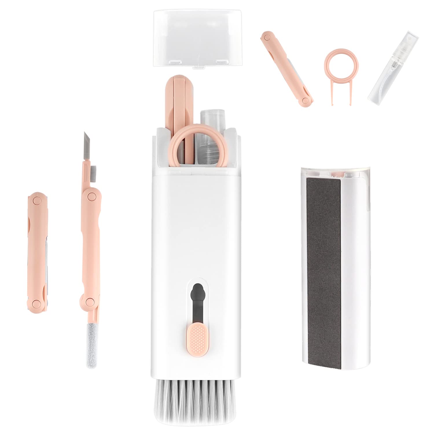 Mrisata 7-in-1 Electronics Cleaner Kit - Keyboard Cleaner kit, Portable Multifunctional Cleaning Tool for PC Monitor/Earbud/Cell Phone/Laptop/Computer/Bluetooth Earphones (with Cleaning Fluid)