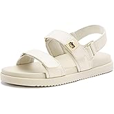 FITORY Women's Flat Sandals Classic Adjustable Double Strap with Cushioned Footbed for Summer Size 6-11
