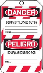 Accuform Lockout Tags, Pack of 25, Bilingual Danger