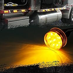 Partsam 10Pcs 2 inch Amber 9 LED Marker Light