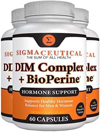 3 Pack of DIM Supplement Complex with BioPerine - Menopause Supplement for Women - 60 Capsules Each