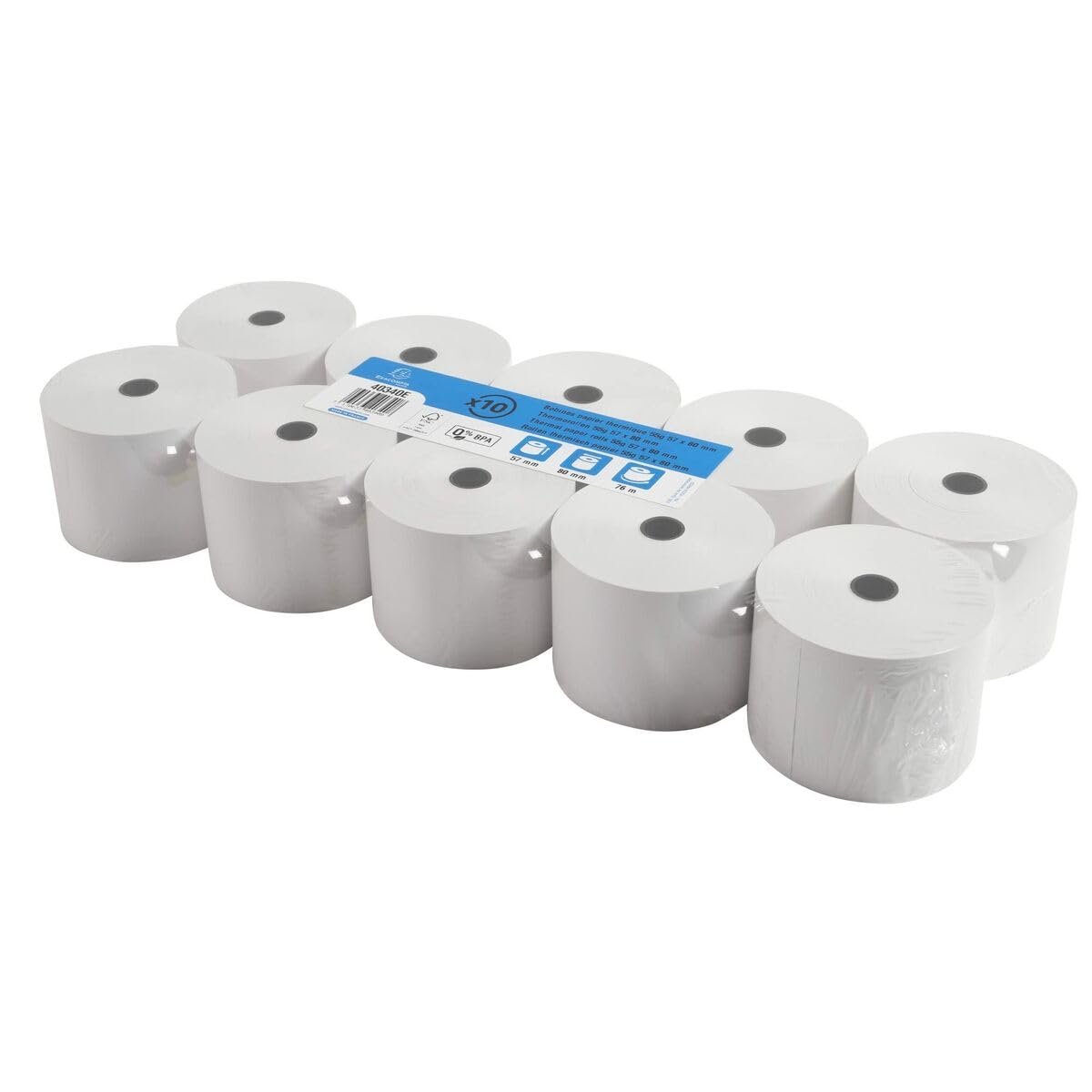 Exacompta - Ref 40340E - Cash Register and Sales Receipt Roll (Pack of Rolls) - 57mm Width x 76m Length, Suitable for Shops, Kiosks, Cafés, Restaurants, Card Payments