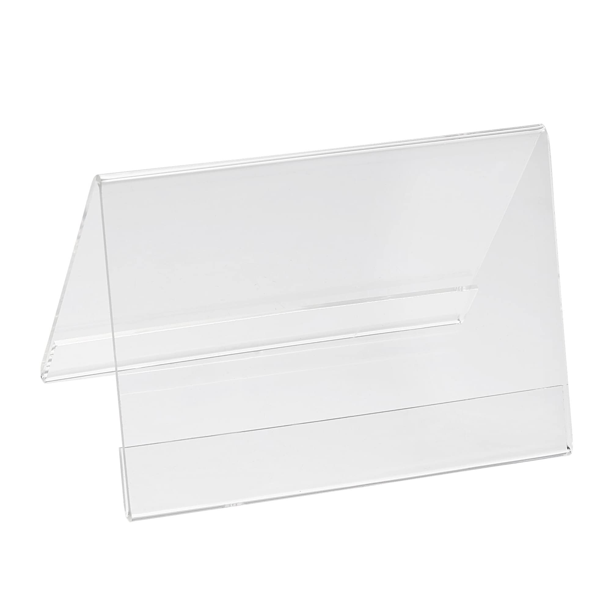PATIKIL 4.68 x 3.12inch Acrylic Name plate Holders Desk Sign Frame,15Pcs Transparent Name Tent Holders, Table Display for Table Menu Card Holders Triangle Conference Card Holder