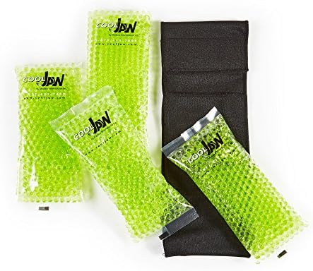 Cool Jaw Black Soft Stretch Wrap with Chin Cup with 4 Green Peas Hot/Cold Gel Packs