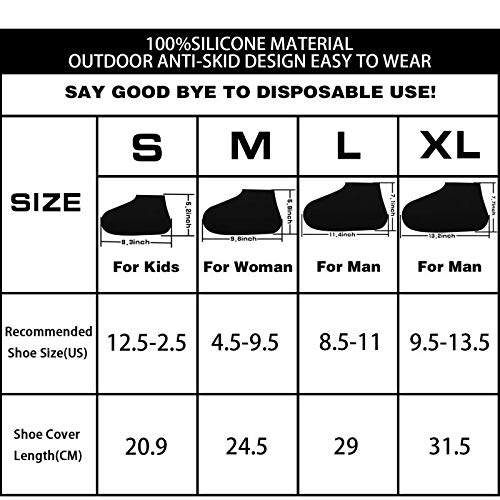 Matow Reusable Silicone Boot and Shoe Covers, Waterproof Rain Socks, Silicone Rubber Shoe Protectors for Indoor and Outdoor Protection - 1 Pair(2 PCS) (Medium, Clear White) - Thumbnail 5