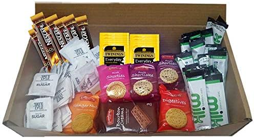 Tea & Coffee Welcome Pack - New Home Students B&B Hotel Holiday Pack Biscuits Sugar Milk (Twinings & Gold Blend)