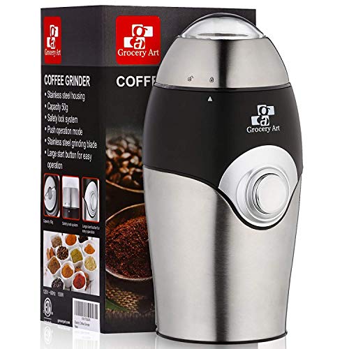 Coffee Grinder Electric - Simple Touch Small & Compact Blade Mill - Automatic Grinding Tool Machine Whole Coffee Beans, Spices, Herbs & Nuts