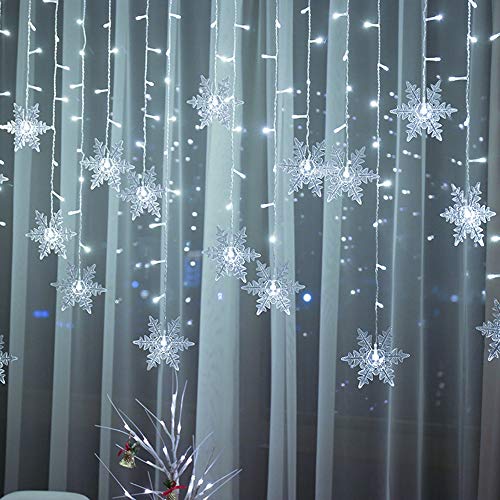 Allamp Outdoor Xmas Sneeuwvlok LED String Lights Flashing Lights Gordijn Licht Waterdichte vakantie Partij Connectable… - Afbeelding 5