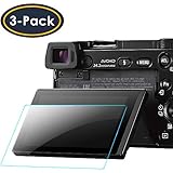 QIBOX Glass Screen Protector Compatible with Sony Alpha A6000 A5000 A6300 NEX-7 NEX-3N NEX-5 NEX-6L, 3-Pack Tempered Glass Anti-Scratch Anti-Fingerprint Ultra-Clear Cover(NOT for a6500/a5100)