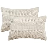 PHF 100% Cotton Waffle Pillowcases Queen Size, 2