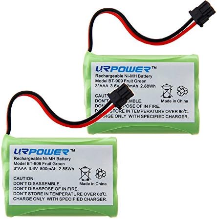 URPOWER® 2 Packs 3.6v 800mAh Home Phone Battery for Uniden Bt-1001 Bt1001 Bt-1004 Bt1004 Bt-909 Bt909 Dect 1500 Tru-12803 Tru-9260 Tru-9360 Dantona Batt-909 Batt909 Empire Cph464b Panasonic Pp102