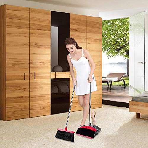 image for Been5le Extendable Broom and Dustpan Set, Self-Cleaning with Dust Pan 