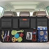 Multi Compartments Trunk Organizer, Collapsible Cargo Container with Cover,Waterproof Travel Storage Box Bin Carrier for SUV, Vehicle, Truck, Auto, Grocery, Home & Garage (Black)