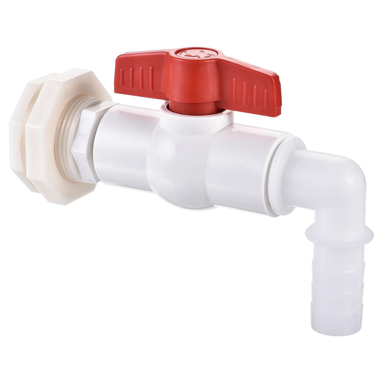 TOP-VIGOR G1 Female Ball Valve Spigot Faucet Kit, 25mm ABS Ball Valve Barb Connector Bulkhead Fitting with Ball Valve, Barb Hose Fitting for Aquariums, Tanks, Bathtubs and Pools