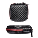 F&K Earbuds Case with Internal Mesh Pocket for Earphone or Smartphone's Charging Cable SMD card USB cable Earphone Case Headphone Case Carrying Case (Black, Small Size)