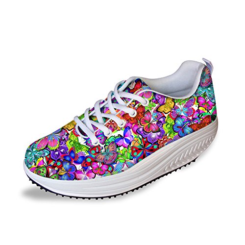 FOR U DESIGNS Bring Color Butterfly Women's Fitness Flats Soft Fitness Sport Sneakers Size 40