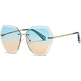 AEVOGUE Sunglasses For Women Oversized Rimless Diamond Cutting Lens Sun Glasses AE0534