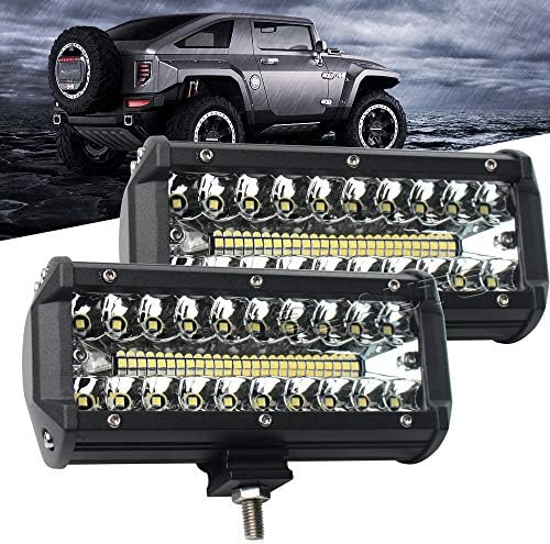 Bliauto 7in LED Light Bar,LED Pods Off Road Lights 240W Spot Flood Combo Beam 25000LM for UTV ATV Jeep Truck Boat 4X4 Of Road Fog Driving Bumper Light,2 Years Warranty(Triple Row,2PCS)