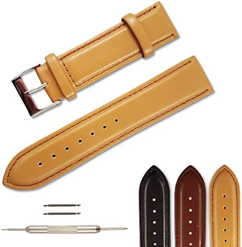 Leather Watch Band in Premium Genuine Leather for Watch Replacement Strap Comes in Choice of Color & Width 18mm, 20mm or 22mm by Chronostrap