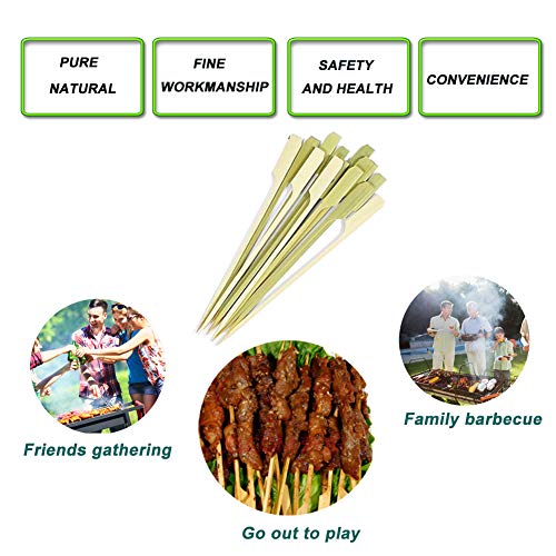 TKDY 8 Inch Bamboo Paddle Handle Skewers, 100 Pcs BBQ Kabob Stick for Outdoor Grilling and Cocktail Picks.