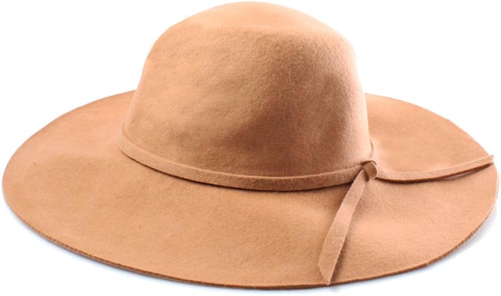 Accessoryo Ladies 100 Wool Camel Floppy Fedora/Summer Hat with Bow