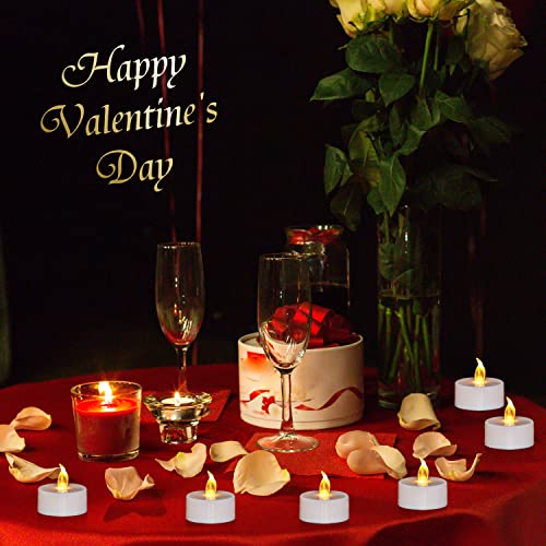 Eloer 24 Pack Battery Tea Lights, Flameless LED Tea Light Candles-Realistic and Bright Flickering Electric Fake Candle in Warm Yellow for Seasonal Festival Celebration Halloween Christmas