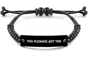 WSRYE Inspirational Bracelets Cuff Bangle Motivational Quotes Words Engraved, Friend Encouragement Jewery Gift for Men Women Teen Girls Students…