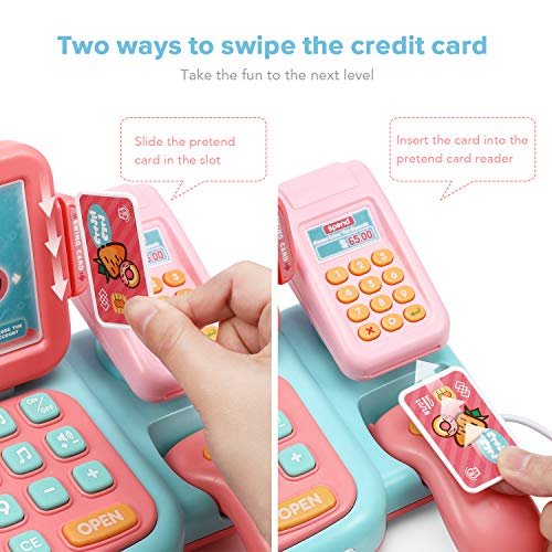 Chuntianli Durable Cash Register Toy-Pretend Play Educational Toy Cash Register with Scanner, Sound, Music, Microphone, Calculator, Play Money & Grocery Toy for Kids, Toddlers & Preschoolers