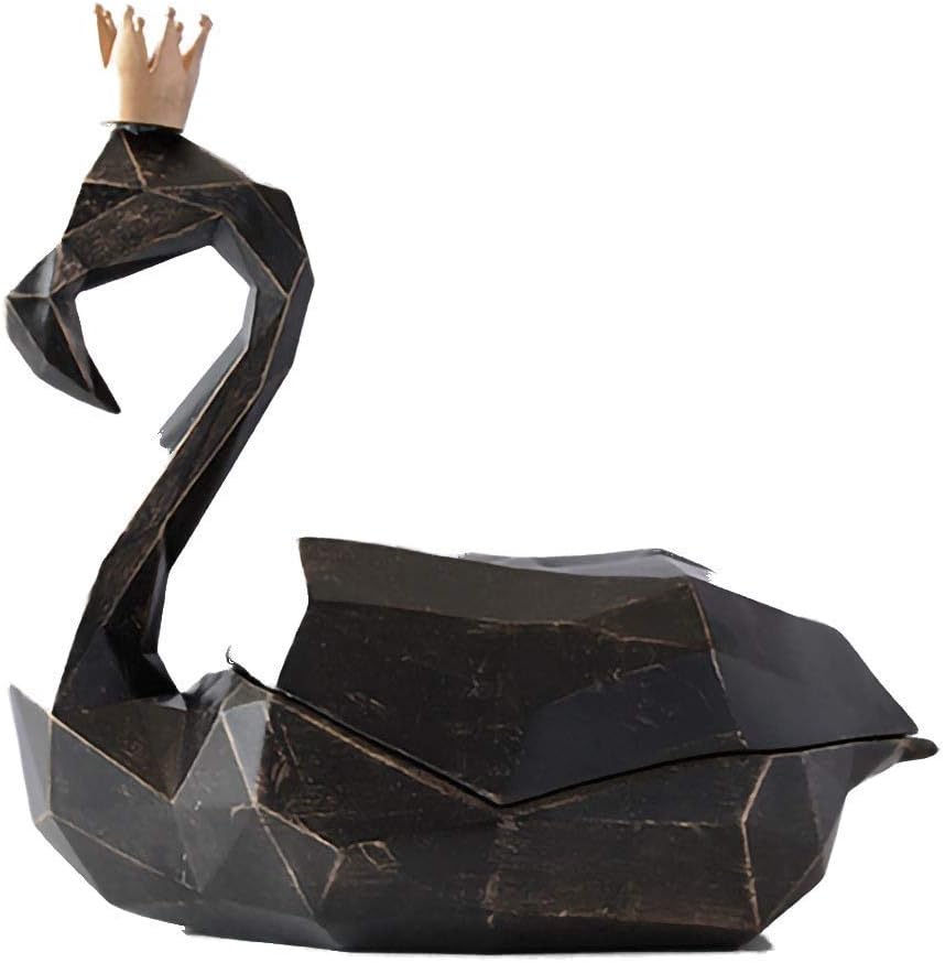 Znx Nordic Flamingo Tissue Box Holder, Creative Geometric Animal Sculpture Desktop Crafts Decorative Ornaments, For Living Room, Bedroom, Study And Other Decor (Color : Black)